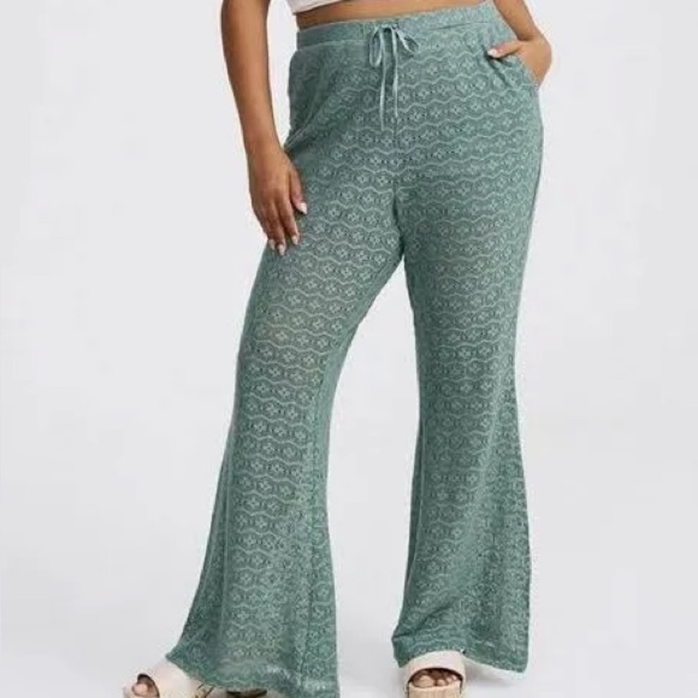 High-Rise Flare Leg Crochet Pant
